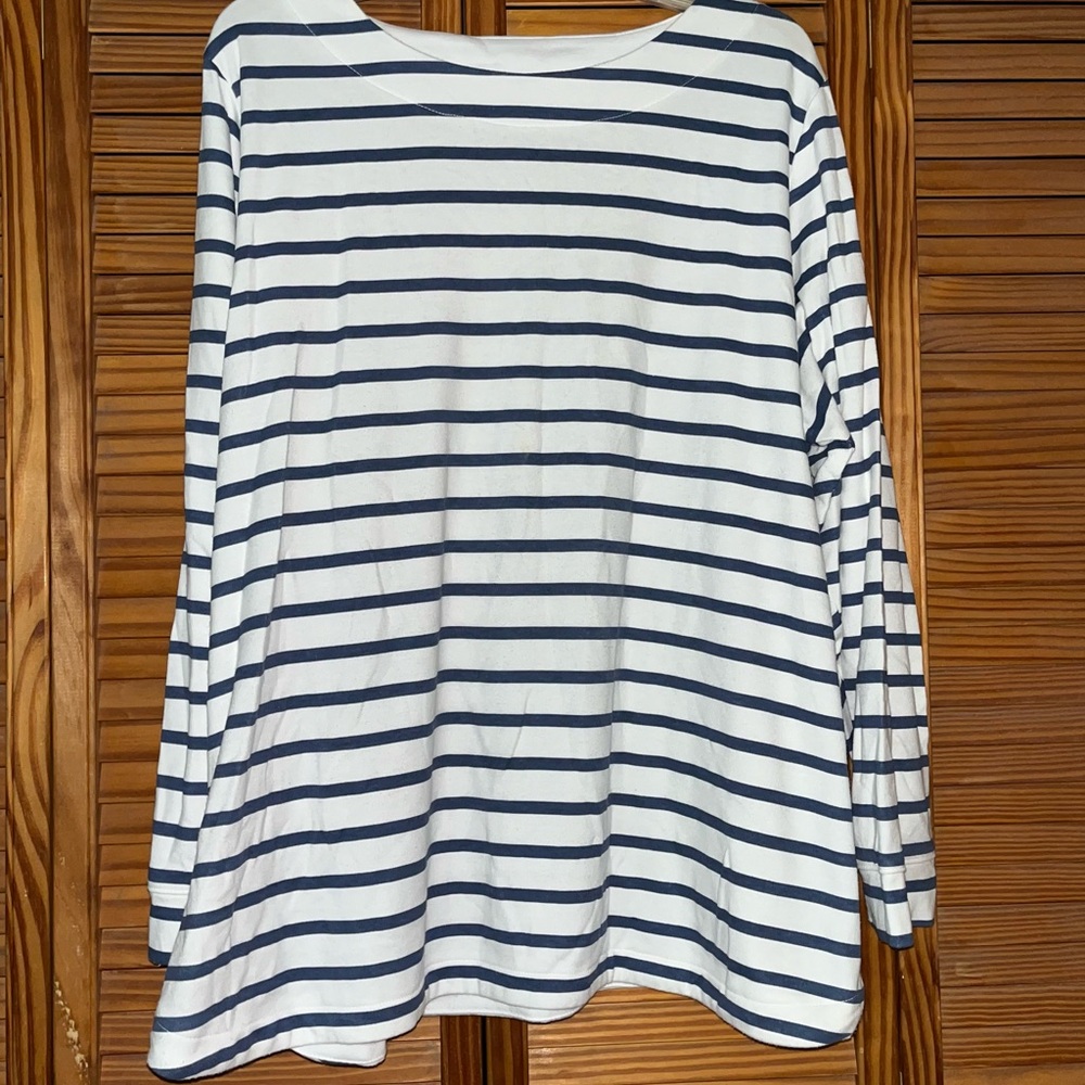 Croft & Barrow Long Sleeve Striped Blue and White Top Size 2X